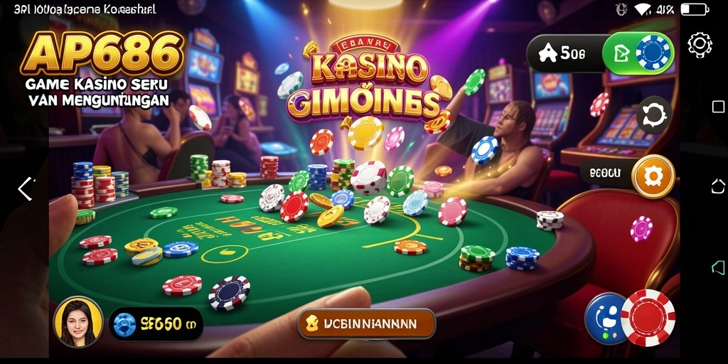 Tampilan gameplay menarik dalam aplikasi Kasino AP686.