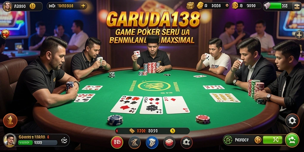 Tampilan gameplay GARUDA138 dengan suasana poker yang seru.