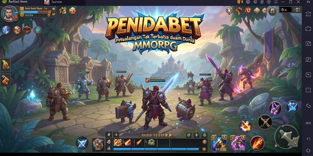 Tampilan aksi mendebarkan dalam permainan MMORPG PENIDABET.