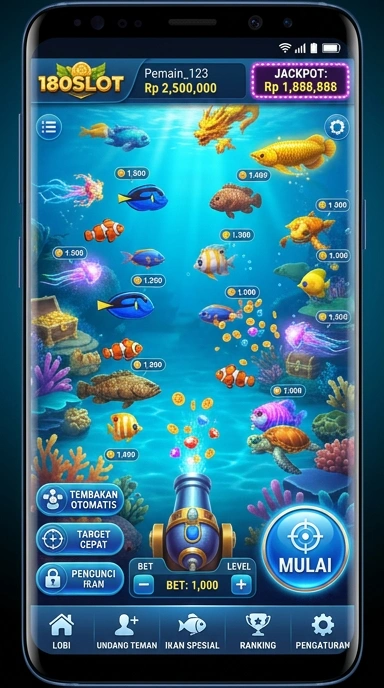 Tampilan beranda aplikasi 180slot yang sederhana dan user-friendly.